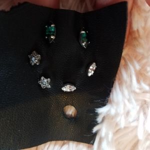 free people earrings set emerald green